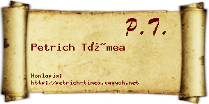 Petrich Tímea névjegykártya